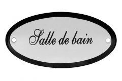 Enamel door plate "Salle de bain" oval 100x50mm