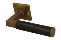 Single door handle with rosette antique brass ebony