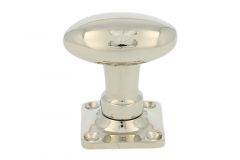 Turnable oval door knob nickel with square rosette