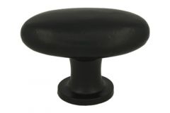 Knob oval cast iron black powdercoated 58x34mm H40mm