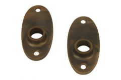 Pair oval escutcheons antique brass (through fixing)