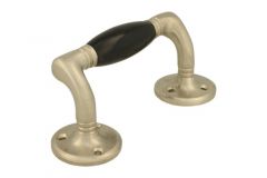 Pull handle 128mm with curve satin nickel bakelite