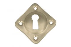 Diagonally mounted key escutcheon satin nickel