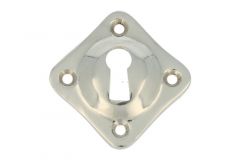 Diagonally mounted key escutcheon nickel