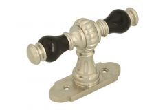 Window handle with rosette satin nickel ebony