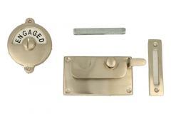 Vacant-Engaged door lock for toilet satin nickel 92×52mm