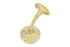 Handrail holder polished brass, round support saddle