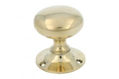 Door knob round polished brass