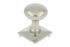 Round door Knob on square rosette shiny nickel