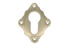 Euro cylinder escutcheon satin nickel. Diagonally mounted