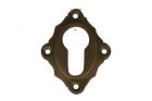 Euro cylinder escutcheon antique brass. Diagonally mounted