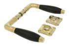 Door handles polished brass ebony pair (1930)
