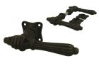Door handles cast iron with hand pair + square rosettes
