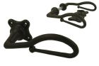 Door handles wrought iron black on clover rosette