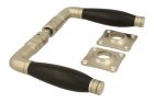 Door handles satin nickel ebony pair (1926) + rosettes