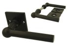 Black cast iron door handles "chemin de fer" square rosettes