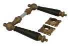 Door handles (1905) antique brass ebony pair