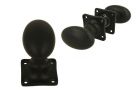 Pair of knobs oval brass black powder coated