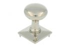 Round door Knob on square rosette shiny nickel