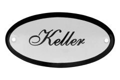 Enamel door plate "Keller" oval 100x50mm