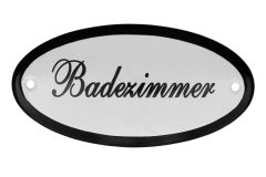 Enamel door plate "Badezimmer" oval 100x50mm
