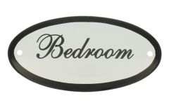 Enamel door plate "Bedroom" oval 100x50mm