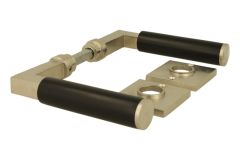 Door handles satin nickel ebony with square rosettes