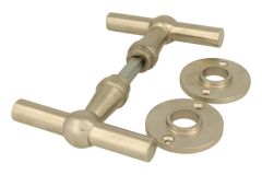 Door handles T model "Chemin de fer" satin nickel pair
