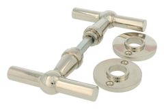 Door handles T model "Chemin de fer" nickel pair
