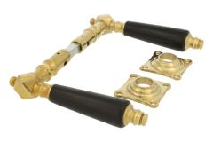 Door handles polished brass ebony pair including rosettes