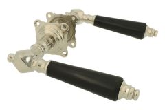 Door handles nickel ebony pair including rosettes