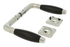 Door handles nickel ebony pair (1930)