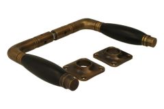 Door handles antique brass ebony pair (1926)