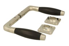 Door handles modern design satin nickel ebony pair.