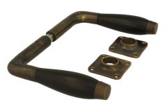 Door handles modern design antique brass ebony pair