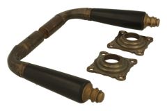 Door handles antique brass ebony pair (1904)