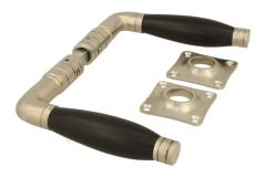 Door handles satin nickel ebony pair (1926) + rosettes