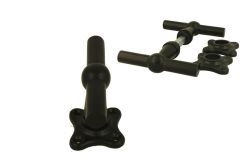 Black cast iron door handles T model on clover rosette