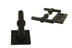 Black cast iron door handles T model on square rosette