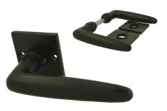 Black cast iron door handles "Dudok" model on square rosette