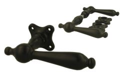 Classic model door handles black cast iron on clover rosette