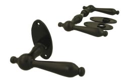 Classic model door handles black cast iron on oval rosette