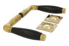 Door handles polished brass bakelite pair (1931)