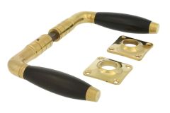 Door handles polished brass ebony pair (1931)