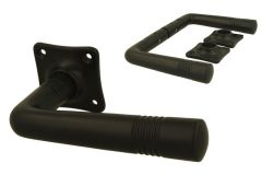 Door handles brass black powder coated pair (1915)