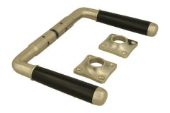Door handles satin nickel bakelite pair (1918)