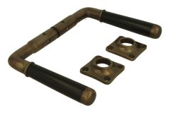 Door handles antique brass ebony pair (1918)