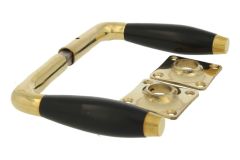 Door handles polished brass bakelite pair with rosettes