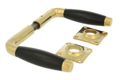 Door handles polished brass ebony pair (1932)