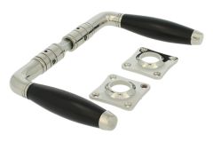 Door handles nickel ebony pair (1931) with rosettes